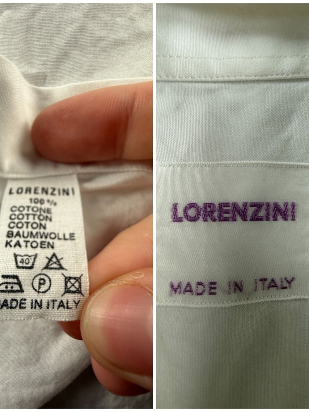 Lorenzini Italy 15.5 (39) White Button Up Shirt Long Sleeve Pocket Cotton Men - Picture 12 of 16